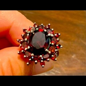 Vintage Estate Multi Garnet 925 Ring sz 6.75